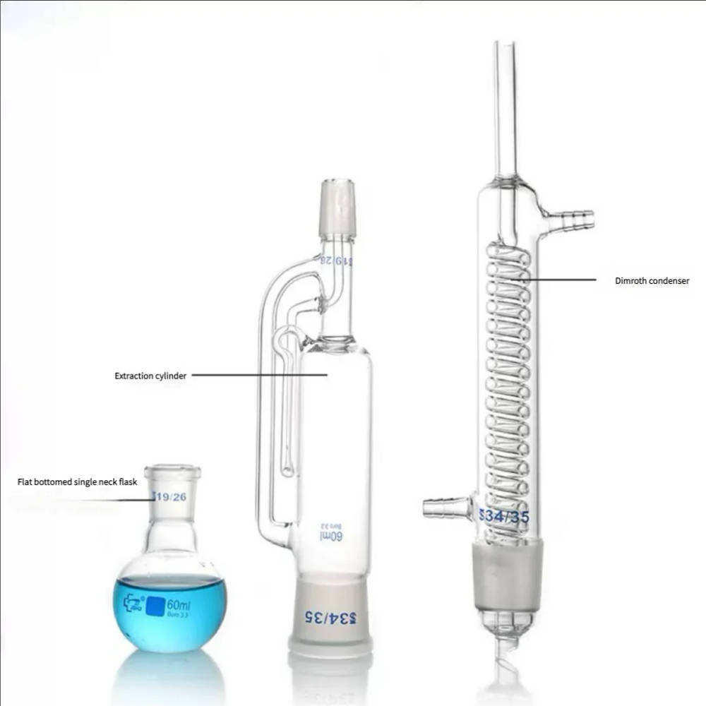 Comprehensive Soxhlet Extractor Lab Glassware Kit for UK Educational Institutions Enhance your laboratory setup with our versatile Soxhlet Extractor glassware kit, available in multiple capacities (60ml, 150ml, 250ml, 500ml, 1000ml, 2000ml) and designed for optimal performance and safety. Enhance your laboratory setup with our versatile Soxhlet Extractor glassware kit, available in multiple capacities (60ml, 150ml, 250ml, 500ml, 1000ml, 2000ml) and designed for optimal performance and safety. Comprehensive Soxhlet Extractor Lab Glassware Kit for UK Educational Institutions - Image 3