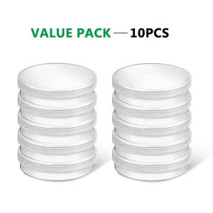 Pack of 10 Sterile 70mm Plastic Petri Dishes With Lid