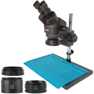 Binocular Stereo Microscope With 7X-50X Magnification and Adjustable LED Ring Light