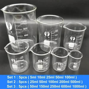 5-Piece Borosilicate Glass Beaker Set