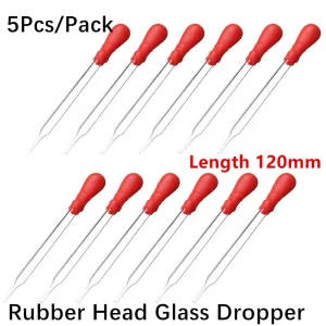 5-Piece Glass Dropper Pipettes With Rubber Bulb