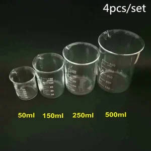 4-Piece Borosilicate Glass Beaker Set