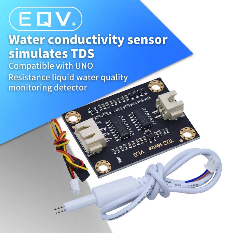 Water Conductivity Analog TDS Sensor Module for Precise Water Quality Monitoring Accurately measure water conductivity and Total Dissolved Solids (TDS) with this analog sensor module, ideal for educational and industrial water quality monitoring applications. Accurately measure water conductivity and Total Dissolved Solids (TDS) with this analog sensor module, ideal for educational and industrial water quality monitoring applications. Water Conductivity Analog TDS Sensor Module for Precise Water Quality Monitoring