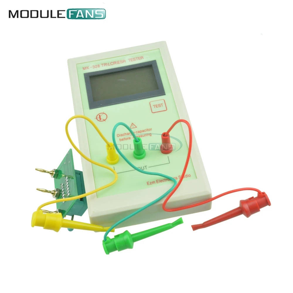 MK-328 Transistor Tester Meter for Automatic Detection of NPN/PNP Transistors, MOSFETs, and Other Components Accurately test and measure electronic components with this advanced transistor tester meter, featuring automatic detection and high precision measurement capabilities. Accurately test and measure electronic components with this advanced transistor tester meter, featuring automatic detection and high precision measurement capabilities. MK-328 Transistor Tester Meter for Automatic Detection of NPN/PNP Transistors, MOSFETs, and Other Components