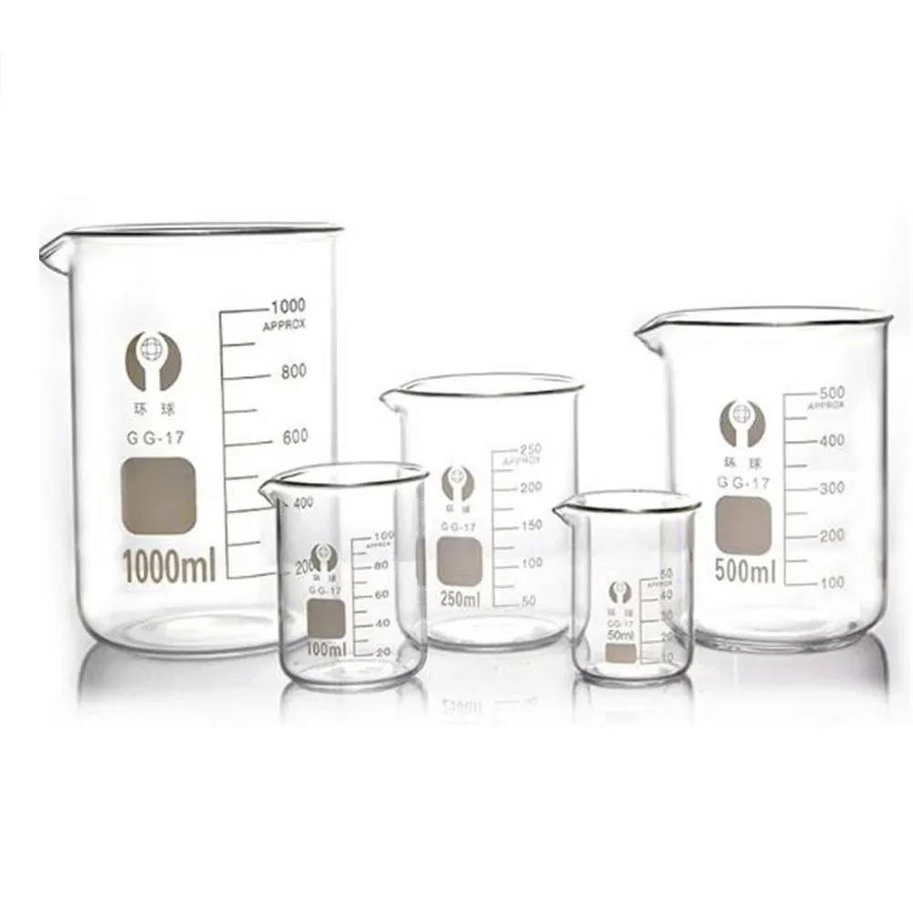 Borosilicate Glass Beakers, 5-100ml, Low Form, Transparent, Chemistry Lab High-quality borosilicate glass beakers for laboratory use, available in 5 sizes (5-100ml), low form, transparent, and compliant with safety standards. High-quality borosilicate glass beakers for laboratory use, available in 5 sizes (5-100ml), low form, transparent, and compliant with safety standards. Borosilicate Glass Beakers, 5-100ml, Low Form, Transparent, Chemistry Lab
