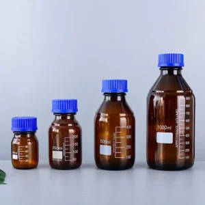 Laboratory Glass Media Storage Bottles with GL45 Blue Screw Caps - 25ml to 1000ml