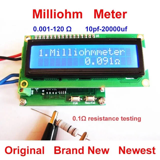 High-Precision Milliohm Meter and Capacitance Tester with LCD Display Accurately measure resistance and capacitance with this compact, high-precision module featuring an LCD display. Accurately measure resistance and capacitance with this compact, high-precision module featuring an LCD display. High-Precision Milliohm Meter and Capacitance Tester with LCD Display