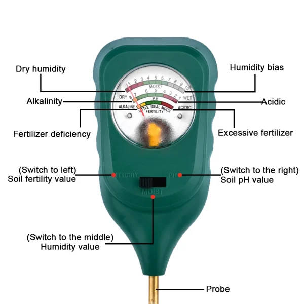 Soil Moisture, PH And Light Meter For Horticulture And Laboratory