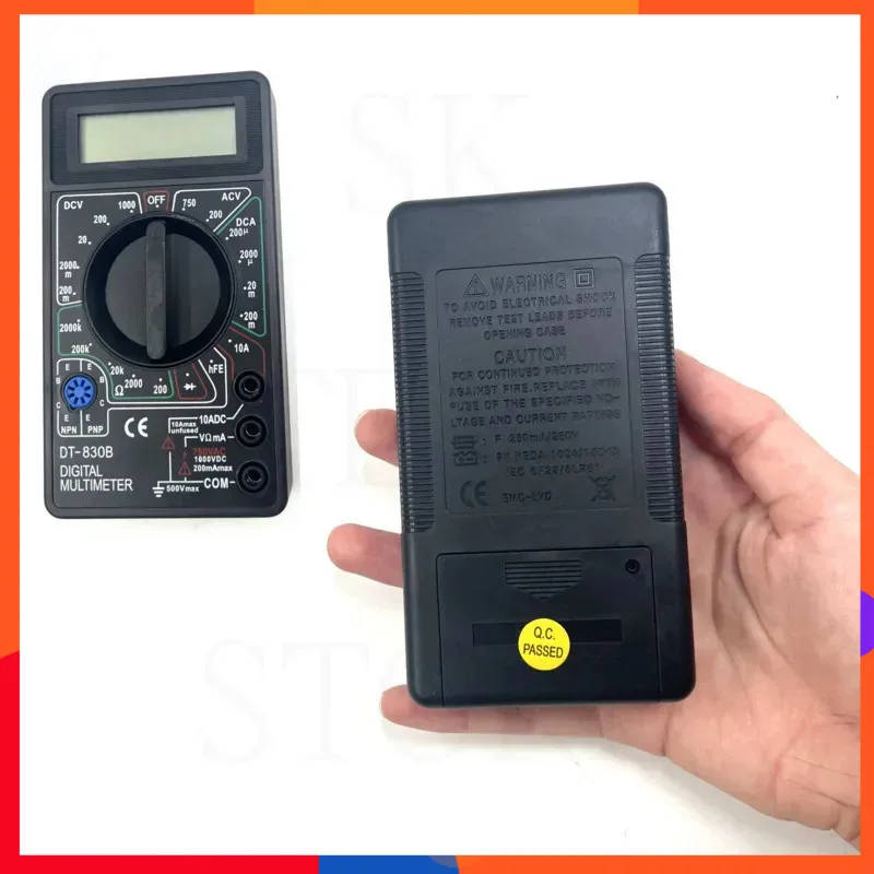 DT830B LCD Digital Multimeter for AC/DC Voltage, Current, and Resistance Measurement Compact, high-safety digital multimeter for measuring AC/DC voltage, current, and resistance, ideal for laboratory and educational settings. Compact, high-safety digital multimeter for measuring AC/DC voltage, current, and resistance, ideal for laboratory and educational settings. DT830B LCD Digital Multimeter for AC/DC Voltage, Current, and Resistance Measurement