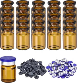 5ml Glass Vials With Aluminium Caps and Rubber Stoppers