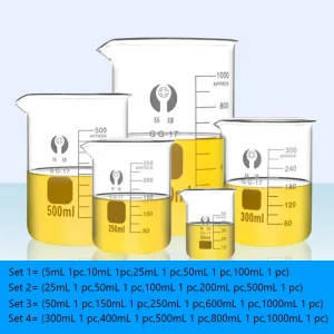 Borosilicate Glass Beaker Set for Laboratory