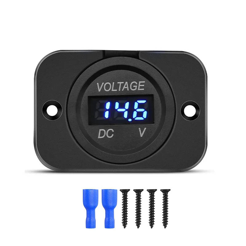 Waterproof Digital Voltmeter for Vehicles and Marine Applications Accurately monitor battery voltage and state of charge with this compact, waterproof digital voltmeter, suitable for cars, boats, motorbikes, and more. Accurately monitor battery voltage and state of charge with this compact, waterproof digital voltmeter, suitable for cars, boats, motorbikes, and more. Waterproof Digital Voltmeter for Vehicles and Marine Applications