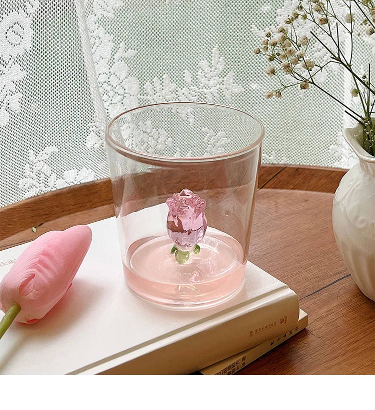 3D Pink Glass Rose Wine Glass - High Borosilicate Glass Champagne Flute Elegant 3D pink glass rose built-in wine glass made from high borosilicate glass, perfect for champagne and white wine. Elegant 3D pink glass rose built-in wine glass made from high borosilicate glass, perfect for champagne and white wine. 3D Pink Glass Rose Wine Glass - High Borosilicate Glass Champagne Flute