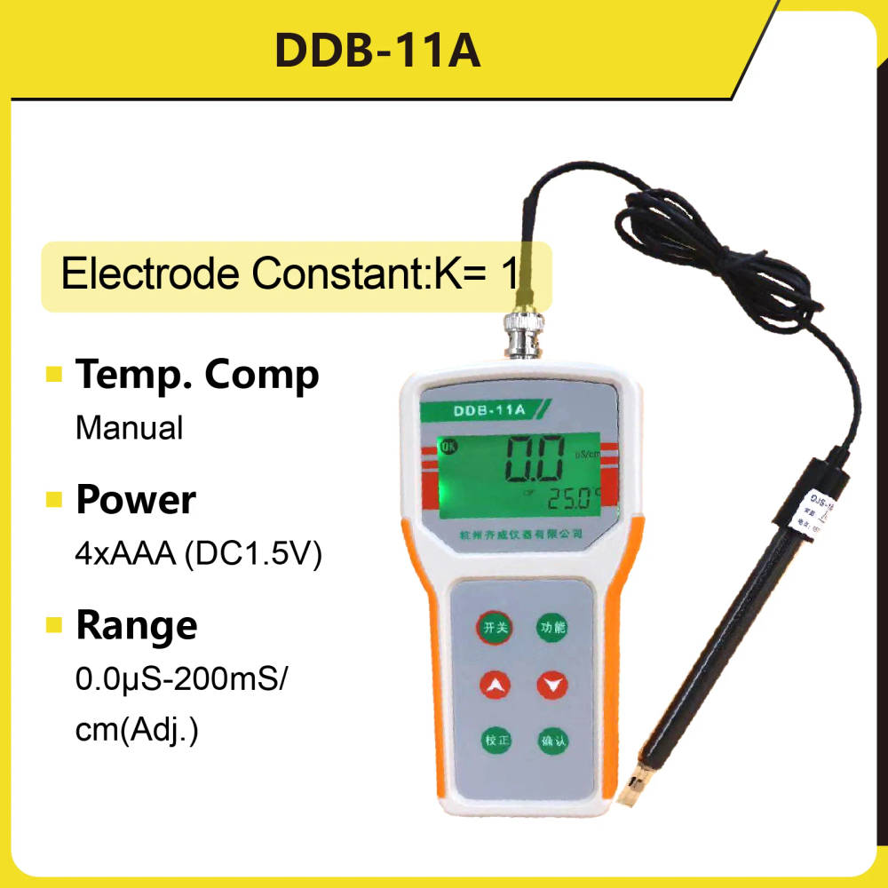 High Accuracy Portable EC Meter with Temperature Compensation Precise conductivity measurement for various industries and educational purposes, featuring manual or automatic temperature compensation. Precise conductivity measurement for various industries and educational purposes, featuring manual or automatic temperature compensation. High Accuracy Portable EC Meter with Temperature Compensation