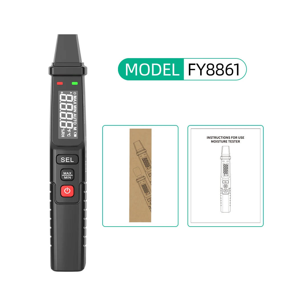 MASTFUYI Digital Moisture Meter - Dual Probe Hygrometer for Timber and Building Materials Accurately measure moisture content in wood and building materials with this portable digital hygrometer, ideal for manufacturers, floor installers, and inspectors. Accurately measure moisture content in wood and building materials with this portable digital hygrometer, ideal for manufacturers, floor installers, and inspectors. MASTFUYI Digital Moisture Meter - Dual Probe Hygrometer for Timber and Building Materials