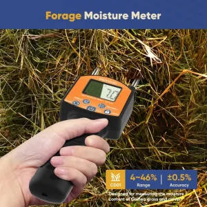 Portable Hay Moisture Meter Tester with Long Probe for Forage and Agricultural Applications