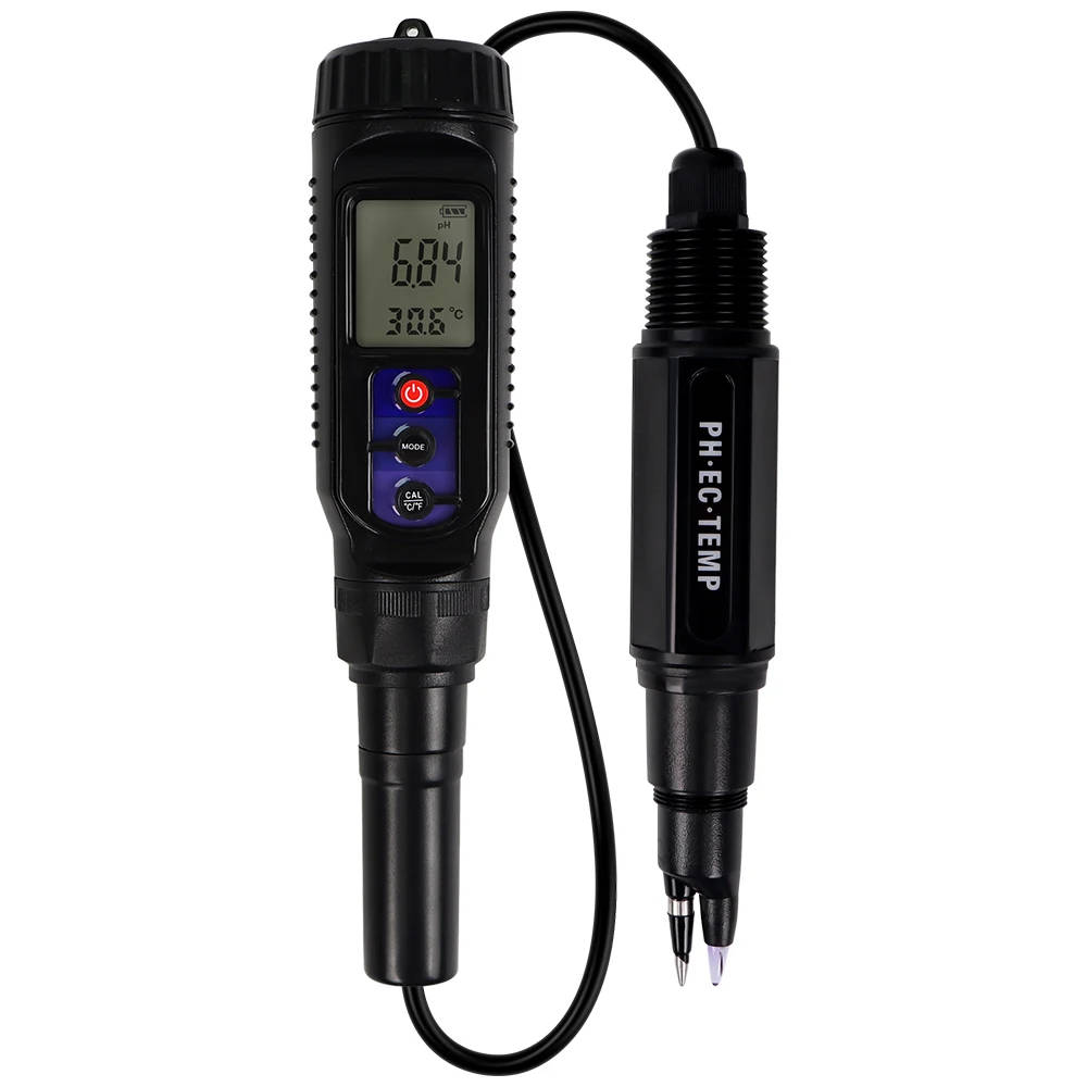 Precision 3-in-1 pH/EC/Temperature Meter - Waterproof, IP65 Rated for Laboratory and Field Use Accurately measure pH, conductivity, and temperature with this compact, waterproof meter, ideal for aquariums, food processing, and soil analysis. Accurately measure pH, conductivity, and temperature with this compact, waterproof meter, ideal for aquariums, food processing, and soil analysis. Precision 3-in-1 pH/EC/Temperature Meter - Waterproof, IP65 Rated for Laboratory and Field Use