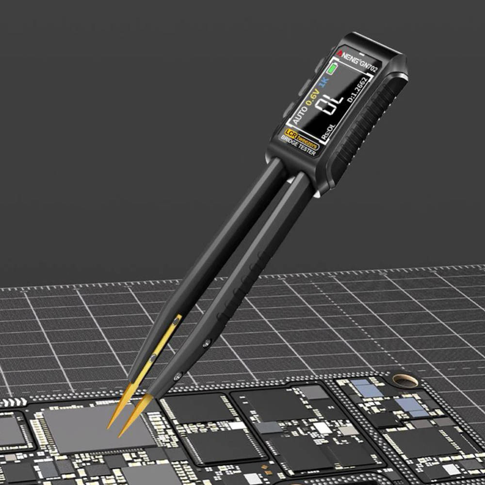 Digital Smart Tweezer LCR SMD Tester with ESR Meter for Resistance, Capacitance, Inductance, and Diode Testing A compact, intelligent LCR meter for precise measurement of SMD components, featuring a clear OLED display and long-lasting lithium polymer battery. A compact, intelligent LCR meter for precise measurement of SMD components, featuring a clear OLED display and long-lasting lithium polymer battery. Digital Smart Tweezer LCR SMD Tester with ESR Meter for Resistance, Capacitance, Inductance, and Diode Testing
