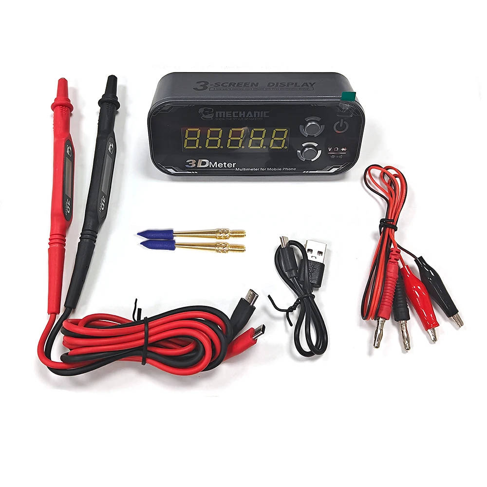 MECHANIC Detective 3.0 Multimeter: Advanced 3D Meter for Mobile Phone Repair High-precision multimeter with triple-screen display for enhanced usability in mobile phone diagnostics and repair High-precision multimeter with triple-screen display for enhanced usability in mobile phone diagnostics and repair MECHANIC Detective 3.0 Multimeter: Advanced 3D Meter for Mobile Phone Repair