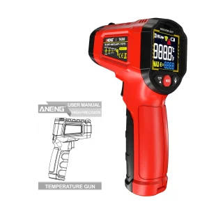 Non-Contact Infrared Thermometer with Adjustable Emissivity, -50°C to 600°C