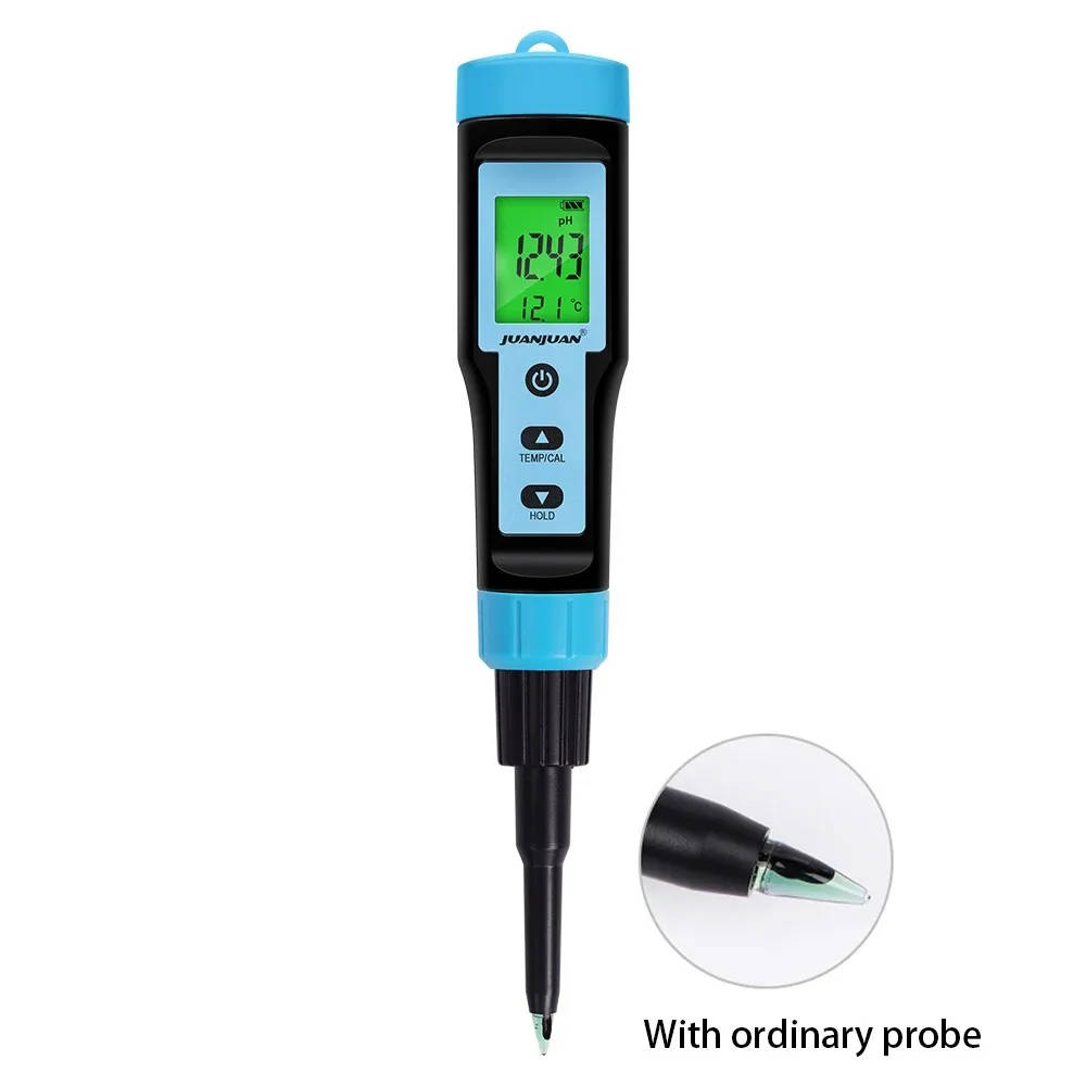 High-Precision Food pH Meter with Temperature Tester for Meat, Canning, Cheese, Dough, Fruit, Water, and Soil Analysis Accurate pH and temperature measurement for various food products and soil with a high-precision stainless steel probe. Accurate pH and temperature measurement for various food products and soil with a high-precision stainless steel probe. High-Precision Food pH Meter with Temperature Tester for Meat, Canning, Cheese, Dough, Fruit, Water, and Soil Analysis