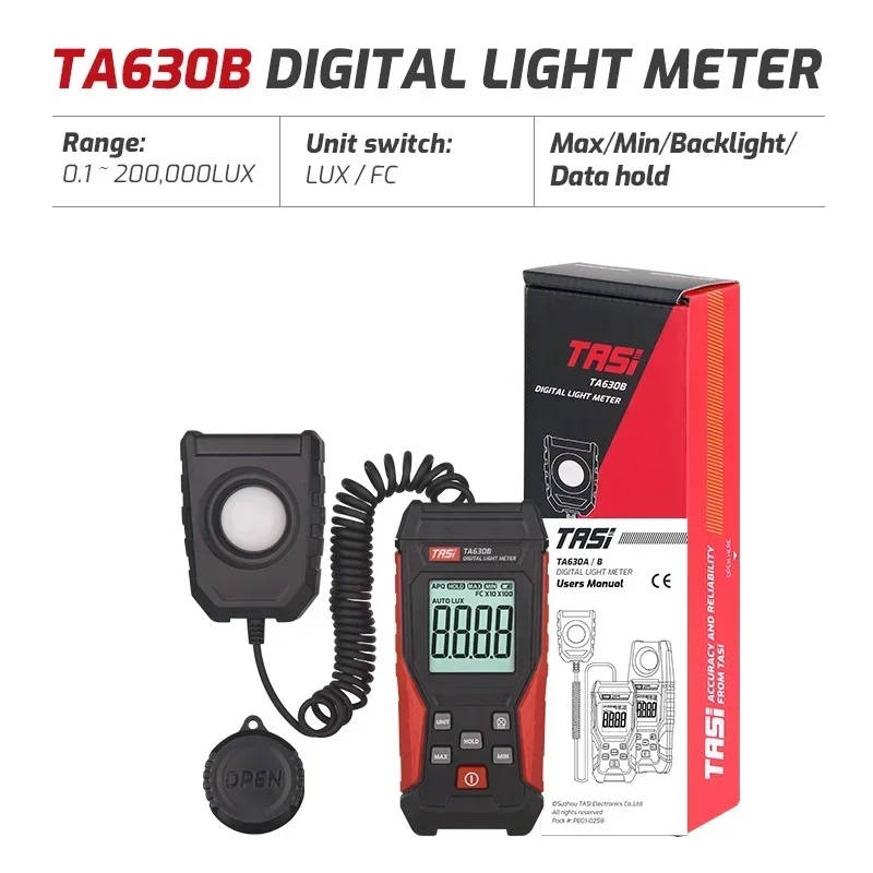 TA630B Digital Luxometer - High Accuracy Handheld Light Meter for Precise Illumination Measurement Accurately measure illumination levels with the TA630B Digital Luxometer, a professional handheld light meter designed for precise lux measurement up to 100,000 LUX. Accurately measure illumination levels with the TA630B Digital Luxometer, a professional handheld light meter designed for precise lux measurement up to 100,000 LUX. TA630B Digital Luxometer - High Accuracy Handheld Light Meter for Precise Illumination Measurement