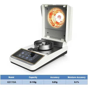 High-Precision Halogen Moisture Analyzer with 110g Capacity and Touchscreen Display