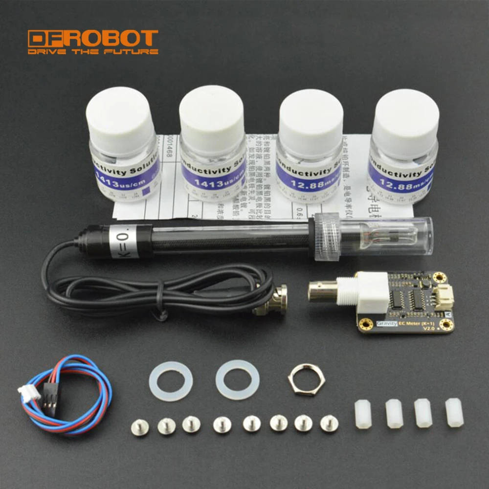 DFRobot Gravity Analog Electrical Conductivity Sensor/Meter V2 (K=1) for Precise Water Quality Monitoring Measure electrical conductivity in aqueous solutions with high accuracy for water quality monitoring, aquaculture, and hydroponics applications. Measure electrical conductivity in aqueous solutions with high accuracy for water quality monitoring, aquaculture, and hydroponics applications. DFRobot Gravity Analog Electrical Conductivity Sensor/Meter V2 (K=1) for Precise Water Quality Monitoring