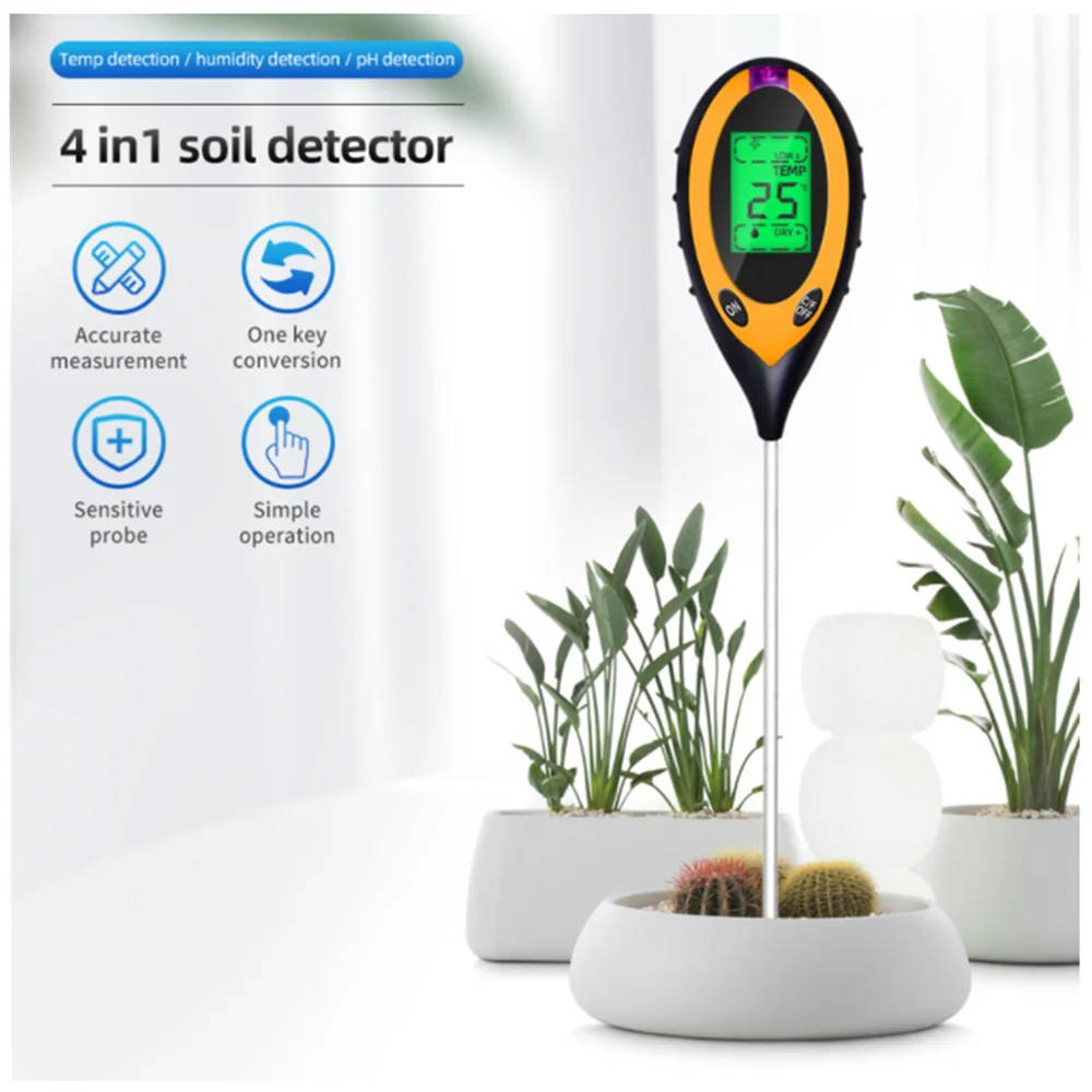 4-in-1 Soil Testing Kit for Gardeners - pH Meter, Thermometer, Moisture & Light Sensor Optimise your garden's health with this versatile 4-in-1 soil testing kit, measuring pH, temperature, moisture, and light levels. Optimise your garden's health with this versatile 4-in-1 soil testing kit, measuring pH, temperature, moisture, and light levels. 4-in-1 Soil Testing Kit for Gardeners - pH Meter, Thermometer, Moisture & Light Sensor