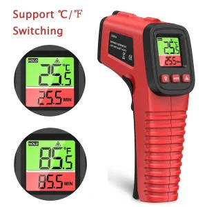 ORIA Non-Contact Infrared Thermometer with Laser Aiming and Backlit Display