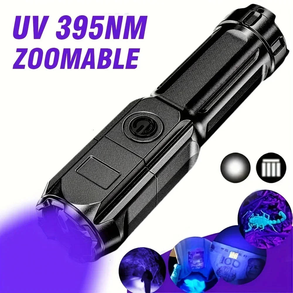 395nm UV Flashlight for Laboratory and Scientific Use - Pet Urine and Scorpion Detection High-intensity 395nm UV LED flashlight for detecting pet urine, scorpions, and other fluorescent materials. Portable, waterproof, and rechargeable via USB. High-intensity 395nm UV LED flashlight for detecting pet urine, scorpions, and other fluorescent materials. Portable, waterproof, and rechargeable via USB. 395nm UV Flashlight for Laboratory and Scientific Use - Pet Urine and Scorpion Detection