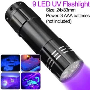 UV Flashlight LED Ultraviolet Torch with Zoomable Lens - 395/365nm Inspection Lamp for Pet Urine Stain Detection