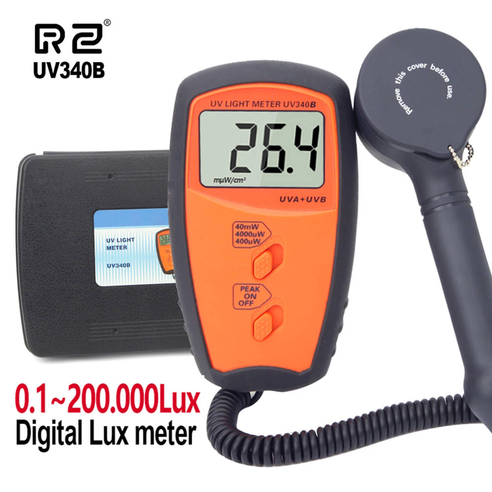 Digital UV Light Meter - UVA and UVB Intensity Measurement Accurately measure UVA and UVB light intensity with this portable digital UV light meter, ideal for outdoor and laboratory applications. Accurately measure UVA and UVB light intensity with this portable digital UV light meter, ideal for outdoor and laboratory applications. Digital UV Light Meter - UVA and UVB Intensity Measurement