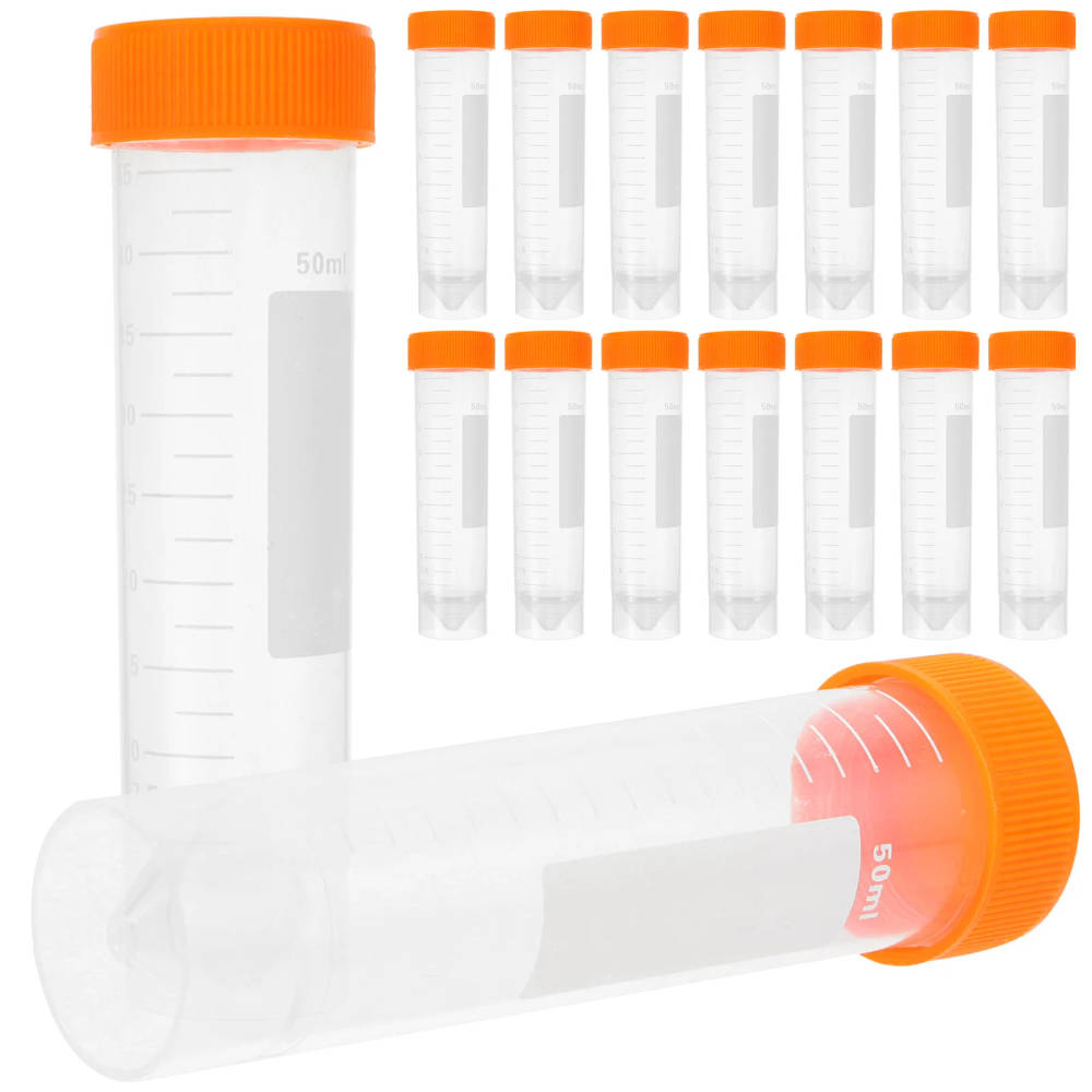 50ml Polypropylene Centrifuge Tubes with Scale and Screw Cap High-quality, 50ml centrifuge tubes made from polypropylene, ideal for laboratory use with a flat bottom and screw cap design. High-quality, 50ml centrifuge tubes made from polypropylene, ideal for laboratory use with a flat bottom and screw cap design. 50ml Polypropylene Centrifuge Tubes with Scale and Screw Cap