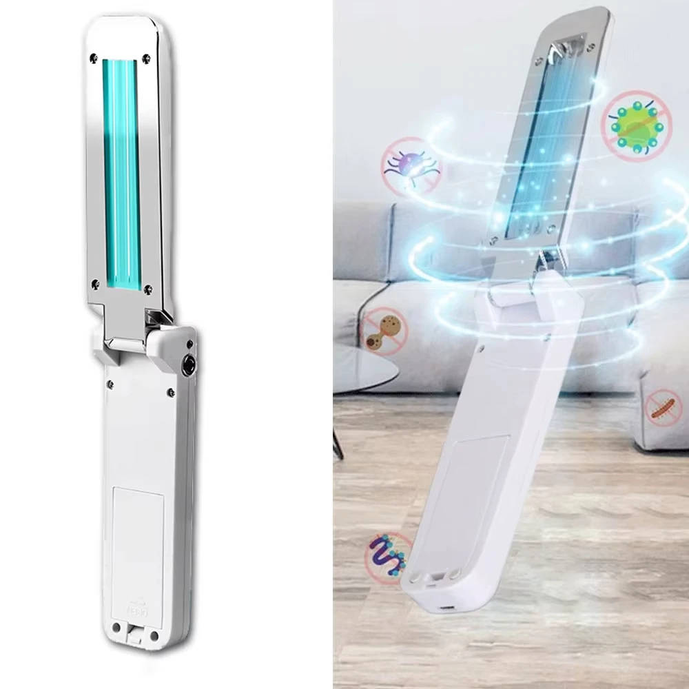 Portable 254nm UV-C Disinfection Lamp - 3W Handheld UV Light for Room and Surface Disinfection Compact, waterproof, and foldable UV-C lamp for effective disinfection of surfaces and areas, powered via USB or batteries. Compact, waterproof, and foldable UV-C lamp for effective disinfection of surfaces and areas, powered via USB or batteries. Portable 254nm UV-C Disinfection Lamp - 3W Handheld UV Light for Room and Surface Disinfection