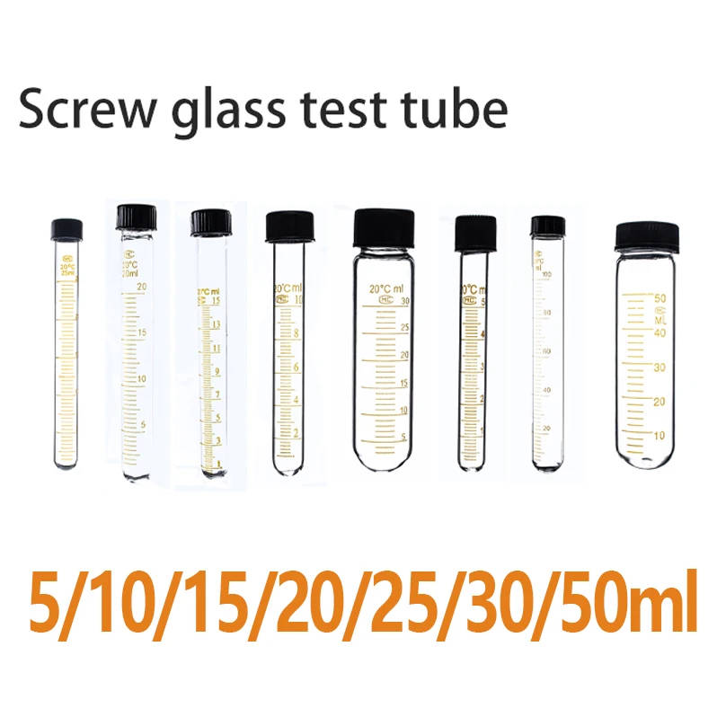 Glass Centrifuge Tubes with Graduated Round Bottom and Screw Cap High-quality glass centrifuge tubes available in various capacities (5ml to 50ml) with screw cap, ideal for laboratory analysis and centrifugation. High-quality glass centrifuge tubes available in various capacities (5ml to 50ml) with screw cap, ideal for laboratory analysis and centrifugation. Glass Centrifuge Tubes with Graduated Round Bottom and Screw Cap