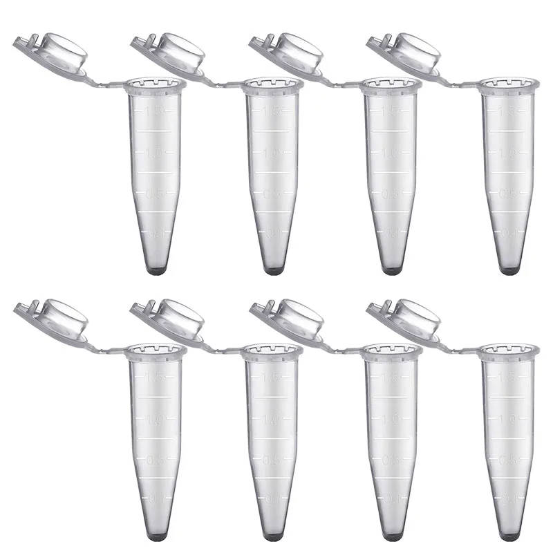 50pcs 1.5ml Transparent Plastic Centrifuge Tubes with Lids for Laboratory Sample Storage Transparent plastic centrifuge tubes with lids, ideal for laboratory sample storage and educational settings. Pack of 50. Transparent plastic centrifuge tubes with lids, ideal for laboratory sample storage and educational settings. Pack of 50. 50pcs 1.5ml Transparent Plastic Centrifuge Tubes with Lids for Laboratory Sample Storage