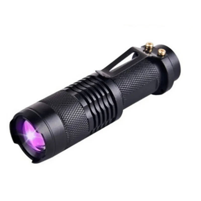 Portable UV Flashlight - Ultraviolet LED Light with Zoom Functionality and Waterproof Design Compact UV flashlight with adjustable focus, skid-proof and waterproof design, ideal for various applications including forensic analysis and counterfeit detection. Compact UV flashlight with adjustable focus, skid-proof and waterproof design, ideal for various applications including forensic analysis and counterfeit detection. Portable UV Flashlight - Ultraviolet LED Light with Zoom Functionality and Waterproof Design