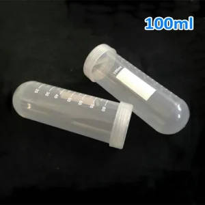 Pack of 10 x 100ml Graduated Plastic Centrifuge Tubes with Screw Caps