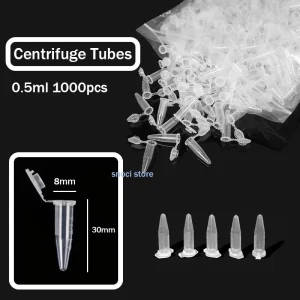 1000pcs 0.5ml Transparent Mini Plastic Centrifuge Tubes with Snap Cap