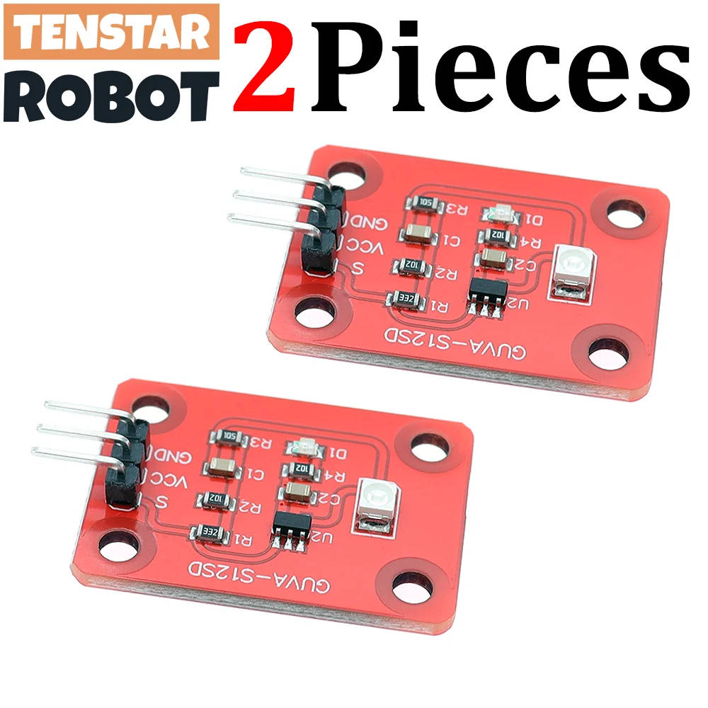 TENSTAR 2-Piece UV Sensor Module GUVA-S12SD 240-370nm for Arduino and Raspberry Pi High-quality UV sensor module compatible with Arduino and Raspberry Pi, measuring UV intensity within 240-370nm range. High-quality UV sensor module compatible with Arduino and Raspberry Pi, measuring UV intensity within 240-370nm range. TENSTAR 2-Piece UV Sensor Module GUVA-S12SD 240-370nm for Arduino and Raspberry Pi