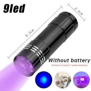 LED UV Flashlight - 395/365nm Zoomable Lens
