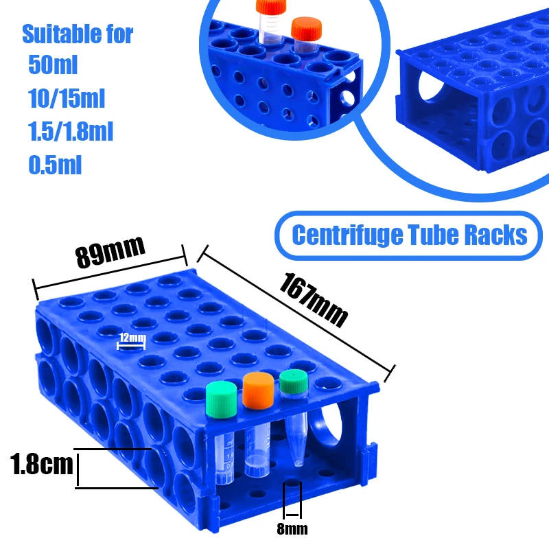 Multifunctional Centrifuge Tube Rack for Various Laboratory Tubes A versatile and durable plastic centrifuge tube rack designed to hold 50/15/10/1.5/1.8/0.5ML tubes, ideal for laboratory organisation and safety. A versatile and durable plastic centrifuge tube rack designed to hold 50/15/10/1.5/1.8/0.5ML tubes, ideal for laboratory organisation and safety. Multifunctional Centrifuge Tube Rack for Various Laboratory Tubes