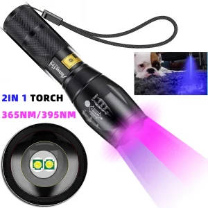Dual Wavelength UV Flashlight - 365nm + 395nm Counterfeit Detector
