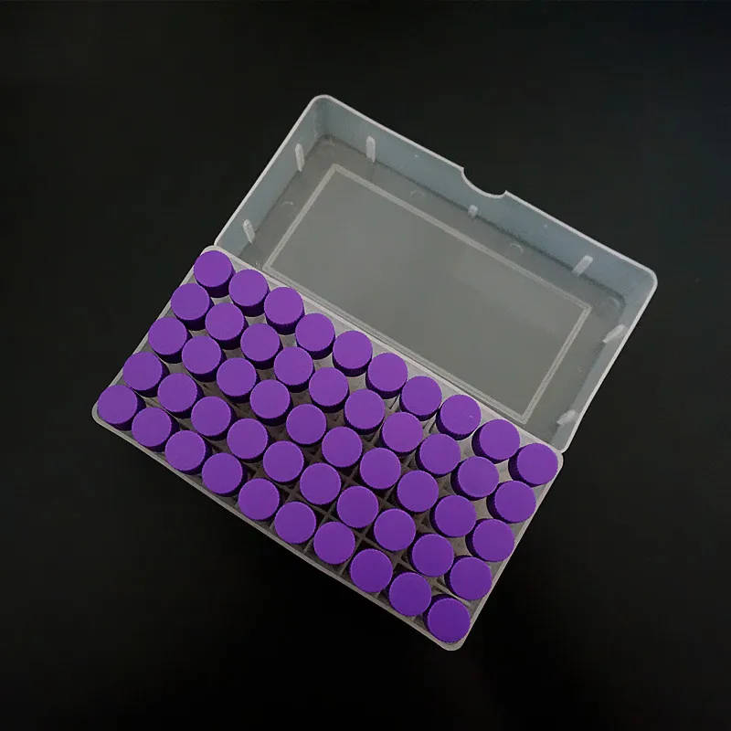 Laboratory Freezing Tube Set: 50 x 1.8ml Plastic Tubes and 1 x 50-Well Storage Box A comprehensive laboratory freezing tube set comprising 50 x 1.8ml plastic freezing tubes and 1 x 50-well plastic storage box, ideal for microfreezing analysis and sample storage. A comprehensive laboratory freezing tube set comprising 50 x 1.8ml plastic freezing tubes and 1 x 50-well plastic storage box, ideal for microfreezing analysis and sample storage. Laboratory Freezing Tube Set: 50 x 1.8ml Plastic Tubes and 1 x 50-Well Storage Box