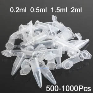Microcentrifuge Tubes with Snap Cap - Clear Plastic Centrifuge Vials for Laboratory Use