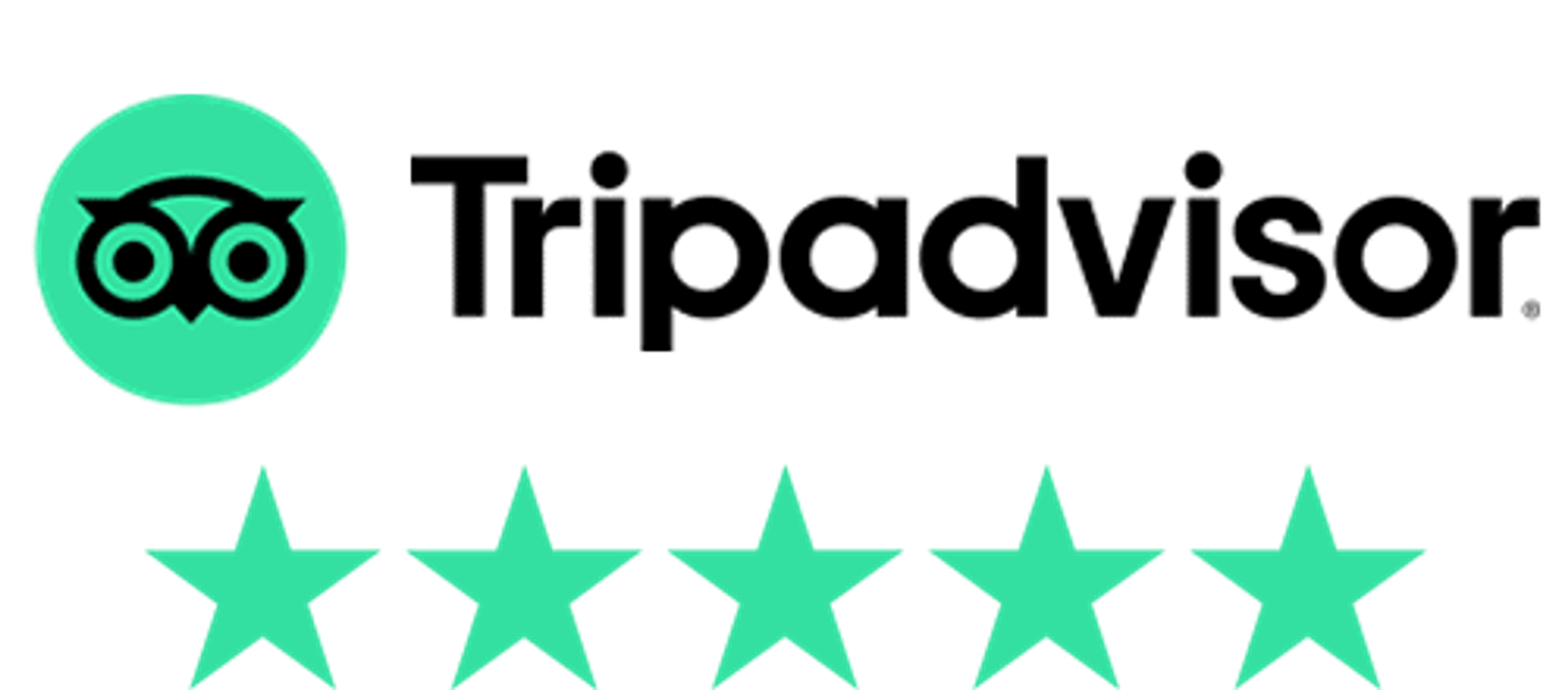 Tripadvisor logo with five green stars rating