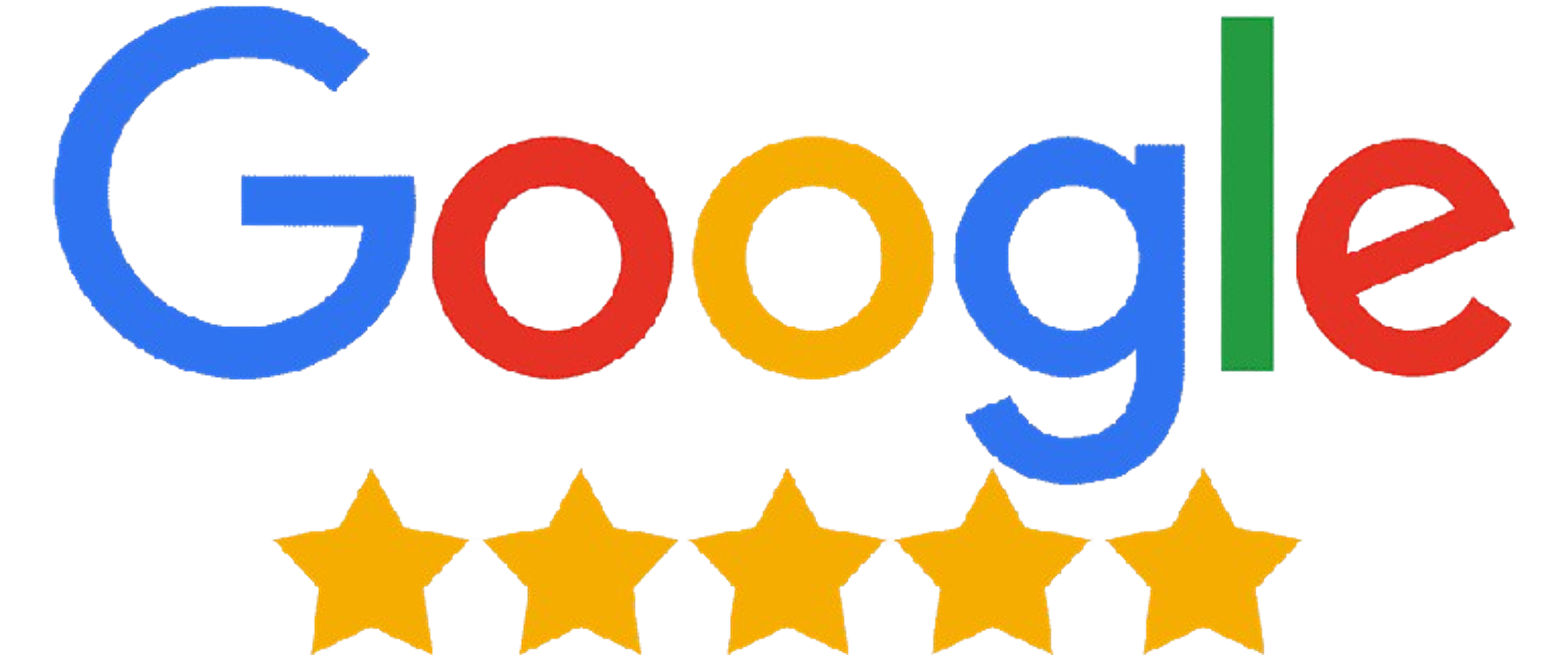 Google logo with five yellow stars below it