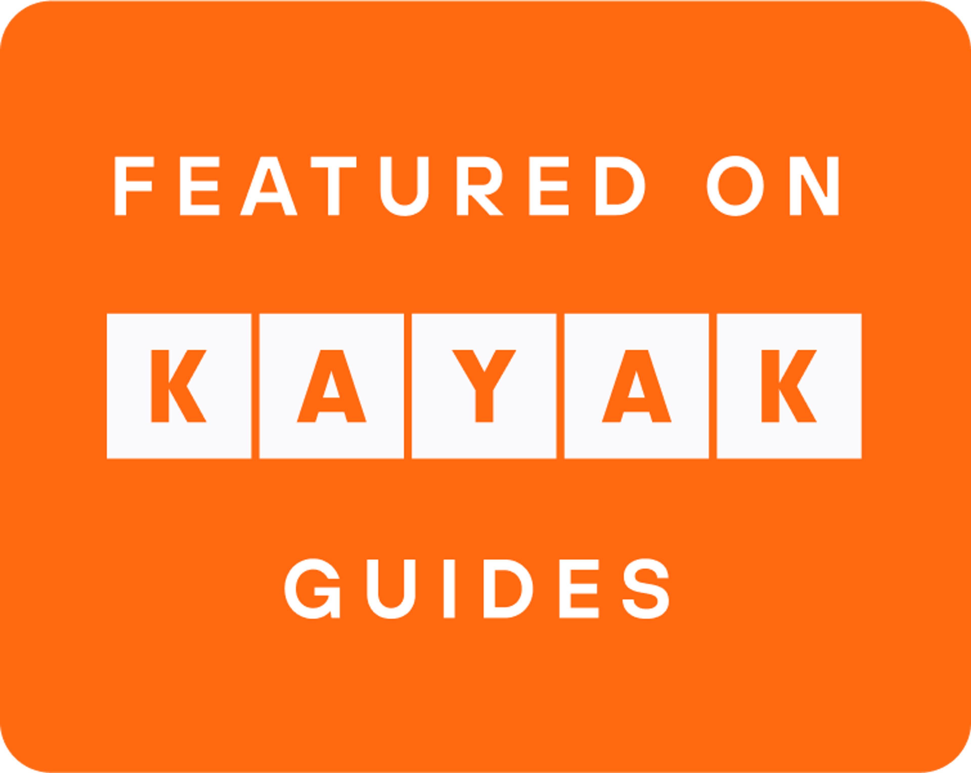 Orange badge stating 'Featured on Kayak Guides'