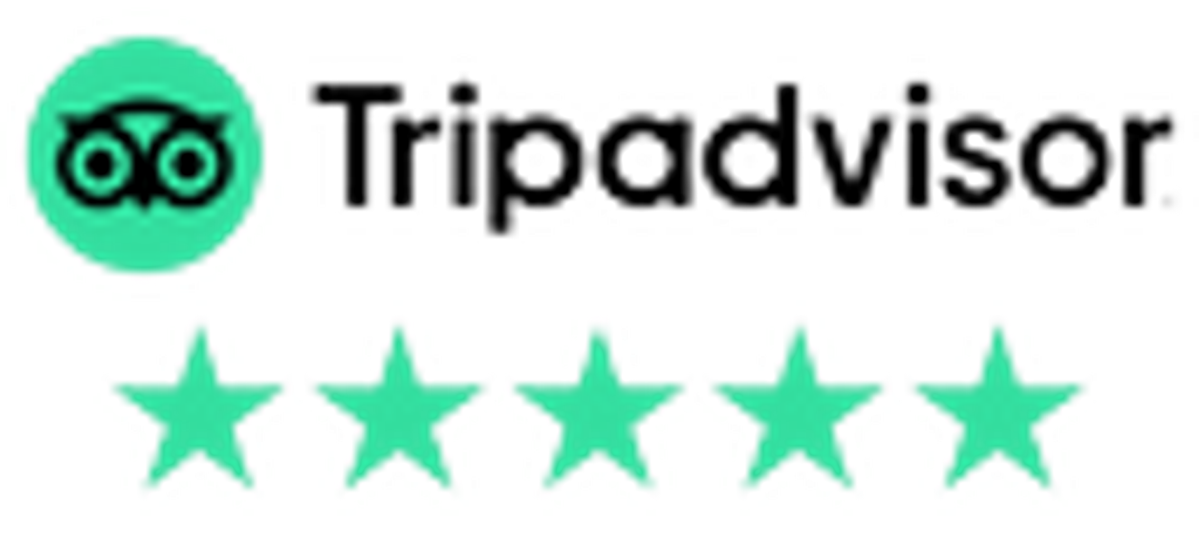Tripadvisor logo with five green stars rating